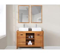 Meuble de salle de bain en bois d'acacia avec double vasque et miroirs - 130 cm - PULUKAN