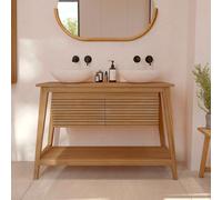 Meuble de salle de bain en bois de teck 120 cm - césar