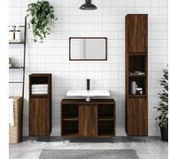 Meuble de Salle de Bain en Bois, Design avec Compartiment et 4 Étagères, Meuble Salle de Bain Meuble De Rangement Armoire Salle De Bains, pour Chambre/Salle de Bains, Aspect Chêne Marron, 80x33x60cm