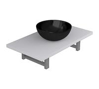 Meuble de Salle de Bain en Deux pièces avec lavabo céramique Blanc et étagère Murale 60x40x16,3 cm, Meuble Flottant Durable, Ensemble Meuble Vasque idéal pour Salle d'eau Moderne