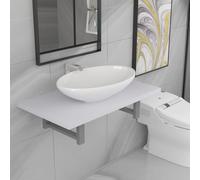 Meuble de Salle de Bain en Deux pièces Céramique Blanc,Ensembles de Ensembles de mobilier pour salles de bains-279339