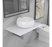 Meuble de Salle de Bain en Deux pièces Céramique Blanc,Ensembles de Ensembles de mobilier pour salles de bains-279343