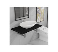 Meuble de salle de bain en deux pièces Céramique Noir