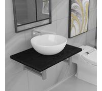 Meuble de Salle de Bain en Deux pièces Céramique Noir,Ensembles de Ensembles de mobilier pour salles de bains-279336