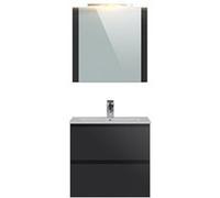 Meuble de salle de bain en melamine coloris gris brillant - Longueur 60 x profondeur 45 x Hauteur 85 cm -PEGANE- Gris