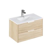 Meuble de salle de bain en mélamine coloris naturel - Longueur 81 x profondeur 47 x Hauteur 49 cm