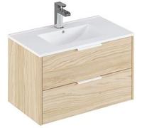 Meuble de salle de bain en melamine coloris naturel - Longueur 81 x profondeur 47 x Hauteur 49 cm -PEGANE- Naturel G