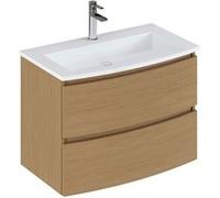 Meuble de salle de bain en melamine coloris placage chene - Longueur 81 x profondeur 46 x Hauteur 85 cm -PEGANE- Chene G