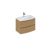 Meuble de salle de bain en melamine coloris placage chene - Longueur 81 x profondeur 46 x Hauteur 85 cm --