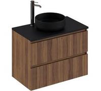 Meuble de salle de bain en placage noyer naturel - Longueur 81 x profondeur 46 x Hauteur 69 cm -PEGANE- Naturel G