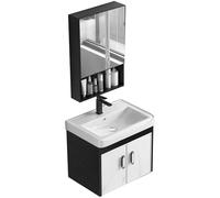 Meuble De Salle De Bain Et Lavabo en Aluminium Space Lavabo Mural Et Miroir(43x35x42cm)