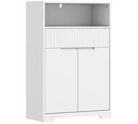 Meuble de salle de bain étroit avec étagère réglable 60 x 30 x 91 5 cm Blanc