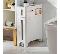 Meuble de salle de bain fin avec 4 tiroirs et 2 roulettes - Tour de rangement peu encombrante pour les espaces étroits - Meuble d'angle haut pour une nification efficace de la salle de bain et un