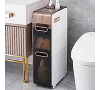 Meuble de salle de bain fin - Rangement haut et étroit pour articles de toilette - Porte-papier toilette élégant - Colonne de salle de bain - Solution de salle de bain peu encombrante - Design moderne