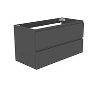 Meuble de salle de bain gris brillant - Armoire de rangement murale avec tiroirs à fermeture douce, meuble moderne de vestiaire moderne, 99 x 44,5 x 52 cm, élégant et design