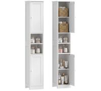 Meuble de salle de bain haut - HOMCOM - 2 portes, 2 compartiments ouverts, étagère réglable - bois - 30x30x170cm - blanc