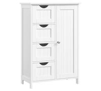 Meuble de salle de bain - HELLOSHOP26 - 55 x 30 x 81 cm - 4 tiroirs - Étagère réglable - Blanc