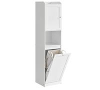 Meuble de salle de bain - HELLOSHOP26 - Rangement haut - Panier à linge amovible - Étagère réglable - Blanc