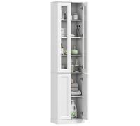 Meuble de salle de bain - HOMCOM - 6 niveaux - 4 portes à fermeture douce et étagères réglables - bois - 38x26x160cm - blanc
