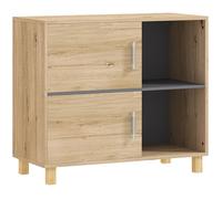 Meuble de salle de bain - HOMCOM - compartiments ouverts et placard - dim. 80l x 35P x 70H cm - bois naturel