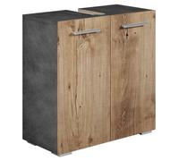 Meuble de salle de bain - Jupiter - Gris avec chêne châtaignier - 60 x 30 x 60 cm - Meuble bas avec deux portes
