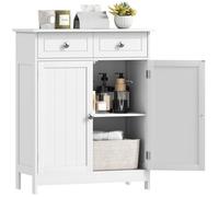 Meuble de salle de bain - kleankin - 2 tiroirs, placard double porte et étagère réglable - MDF - 60 x 30 x 75 cm - blanc