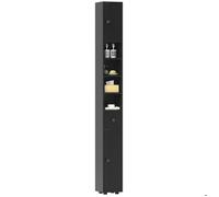kleankin Meuble Colonne Salle de Bain Armoire Haute Colonne Fine avec 4 étagères réglables 1 tiroir et 2 placards Design Moderne 20 x 20 x 180 cm Noir