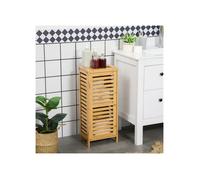 Meuble de salle de bain - LANGTU - Kleankin - Bambou 100% naturel - Porte à lattes - Étagère réglable