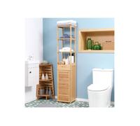Meuble de salle de bain - LANGTU - Kleankin - Bambou naturel - 3 compartiments & tiroir - Kit anti-basculement