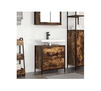 Meuble de salle de bain lavabo tiroirs chêne fumé 60x34,5x60 cm