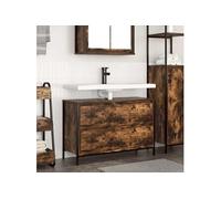 Meuble de salle de bain lavabo tiroirs chêne fumé 90x34,5x60 cm