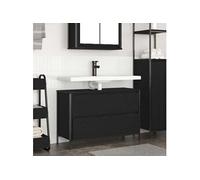 Vidaxl Meuble De Salle De Bain Lavabo Tiroirs Chêne Noir 90x34,5x60 Cm Noir
