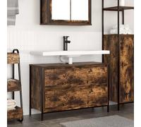 Meuble de salle de bain lavabo tiroirs chêne fumé 90x34,5x60 cm