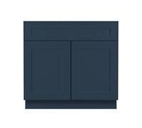 Meuble de salle de bain luxueux bleu marine de 76,2 cm, lavabo simple, double porte, base d'armoire, robinet en bois massif, ensemble de vanités pour la maison moderne, 53,3 x 76,2 x 87,6 cm (l x L x