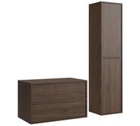 Meuble de salle de bain Mali 80 cm - Brun noyer - Meuble de salle de bain avec colonne