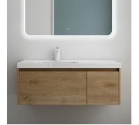 Meuble de Salle de Bain Marron Clair - MAI & MAI - Salerno - Tiroir - 100x50x40cm