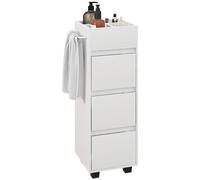 Meuble de salle de bain meuble de rangement avec 4 compartiments sur le dessus, 3 tiroirs et porte-serviettes pour les espaces étroits, 35 x 30 x