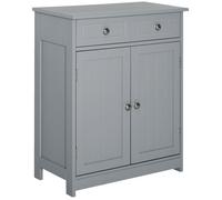 Meuble de salle de bain - meuble de rangement - kleankin - 2 tiroirs placard double porte réglable - bois - 60x30x75cm - gris