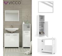 Meuble de salle de bain miroir meuble de salle de bain set Kiko blanc brillant