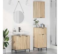 Meuble de Salle de Bain Moderne avec Meuble sous Lavabo et Deux Armoires de Rangement, Design Contemporain en Bois d'Ingénierie Résistant aux Taches, Idéal pour Organisation