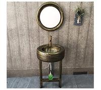 Meuble de salle de bain moderne avec robinet et drain - Meuble de salle de bain autoportant de style industriel 55,9 x 55,9 x 84,8 cm