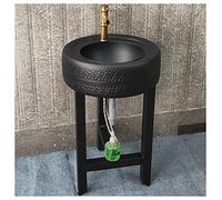 Meuble de salle de bain moderne avec robinet et drain - Meuble de salle de bain autoportant de style industriel 55,9 x 55,9 x 84,8 cm