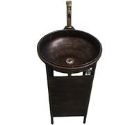 Meuble de salle de bain moderne de style industriel avec lavabo et vidange, meuble de rangement avec robinet et vidange, 46 x 46 x 84,8 cm (laiton sans miroir)