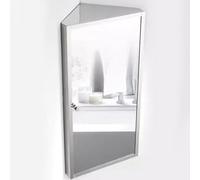 Meuble de Salle de Bain Moderne en Acier Inoxydable avec Miroir de Maquillage Mural et Meuble de Rangement d'angle Triangulaire 60 x 40 cm