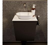 Meuble de salle de bain Mondiaz Fowy 40x50x23cm urban mat 0 trous de robinet lavabo : centre 1 porte solid surface avec plan MDF couleur lavabo : blanc FOWY59003urbantalc