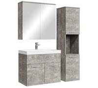 Meuble de salle de bain Montreal 60 cm avec miroir armoire Beton gris - Armoire de rangement Meuble lavabo evier Meubles