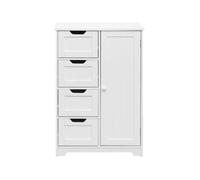 Rebecca Mobili Commode 4 tiroirs et 1 porte en bois blanc