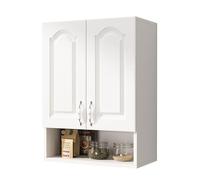 Meuble de salle de bain mural avec 2 portes et étagère ouverte, compact en bois pour au-dessus des toilettes, rangement suspendu élégant (31,5 pouces/80 cm)