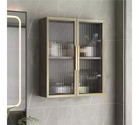 Meuble de salle de bain mural avec double porte vitrée, meuble de rangement multifonction pour toilettes et cuisine, meuble suspendu peu encombrant (60 x 14 x 60 cm)
