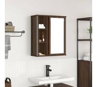 Meuble De Salle De Bain Mural Avec Miroir En Bois Aspect Chêne Marron, Design Réversible Et Compact, Miroir Salle De Bain Miroirs Muraux Petit Miroirs Mural, pour Salle de Bains ou Salon, 50x21x60cm